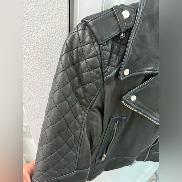 Marc New York Women Jacket Genuine Leather Quilted Small Black Moto Bikercore - Picture 9 of 16